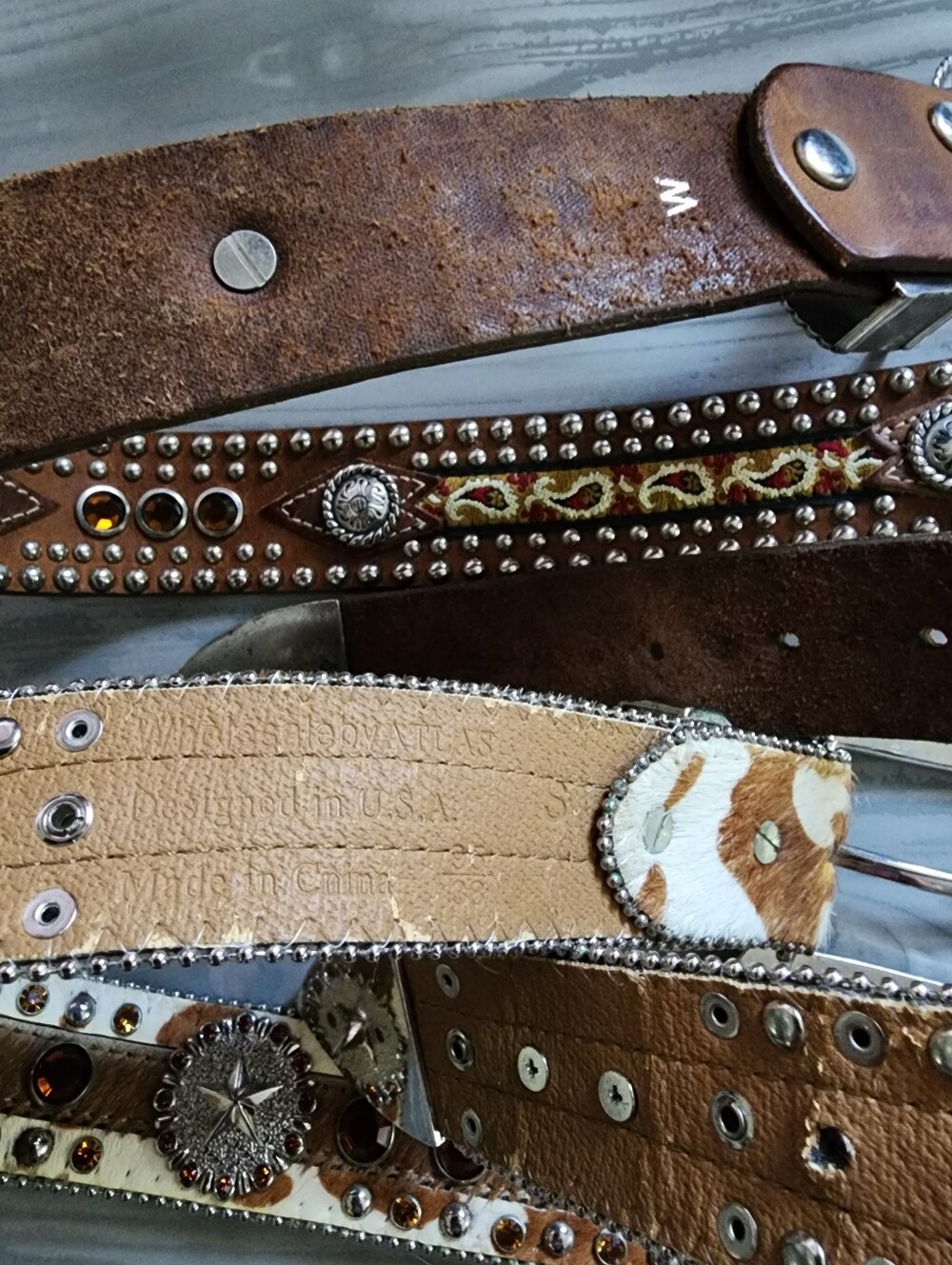Vintage WB Atlas Bling Western Belt Bundle Y2k Country Leather Rhinestone - Picture 7 of 15